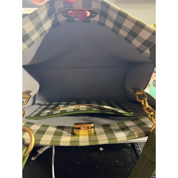 ✺✺ AUTHENTIC TORY BURCH GREEN AND WHITE PLAID PETITE LEE RADZIWILL ✺✺ - Picture 8 of 14